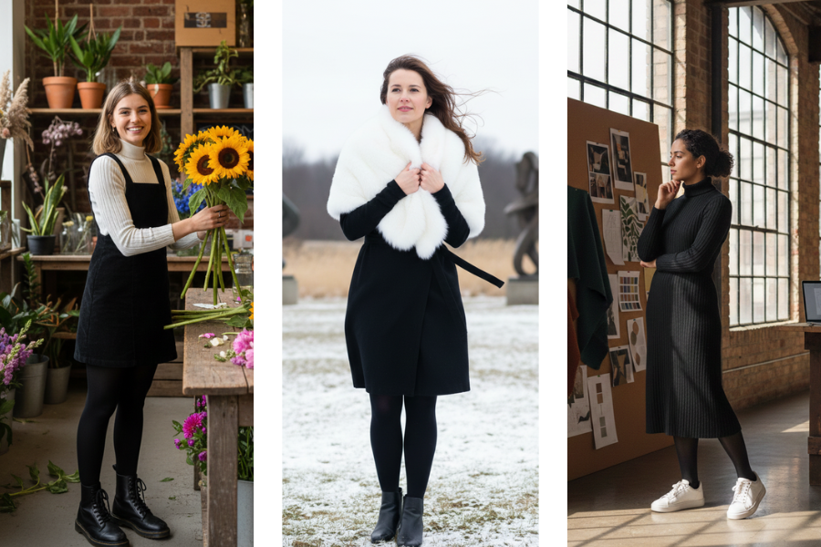 22 Chic Winter Black Dress & White Outfit Ideas