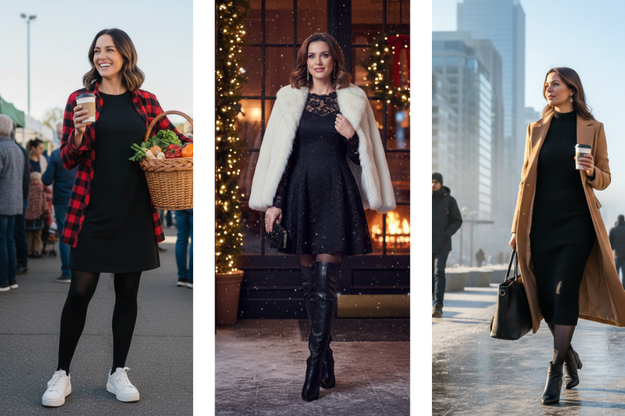 Chic Winter Black Dress & Boots 18 Warm & Stylish Outfits