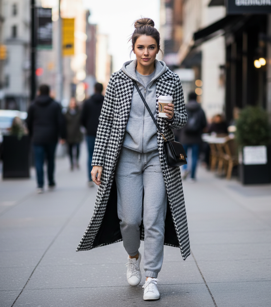 Coordinated Sweats & Chic Coat