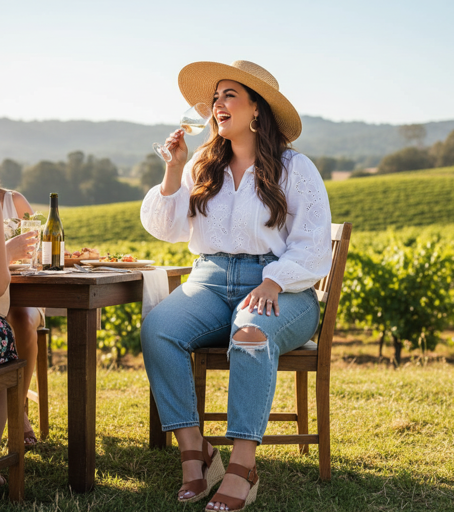 Embroidered Top & Distressed Jeans