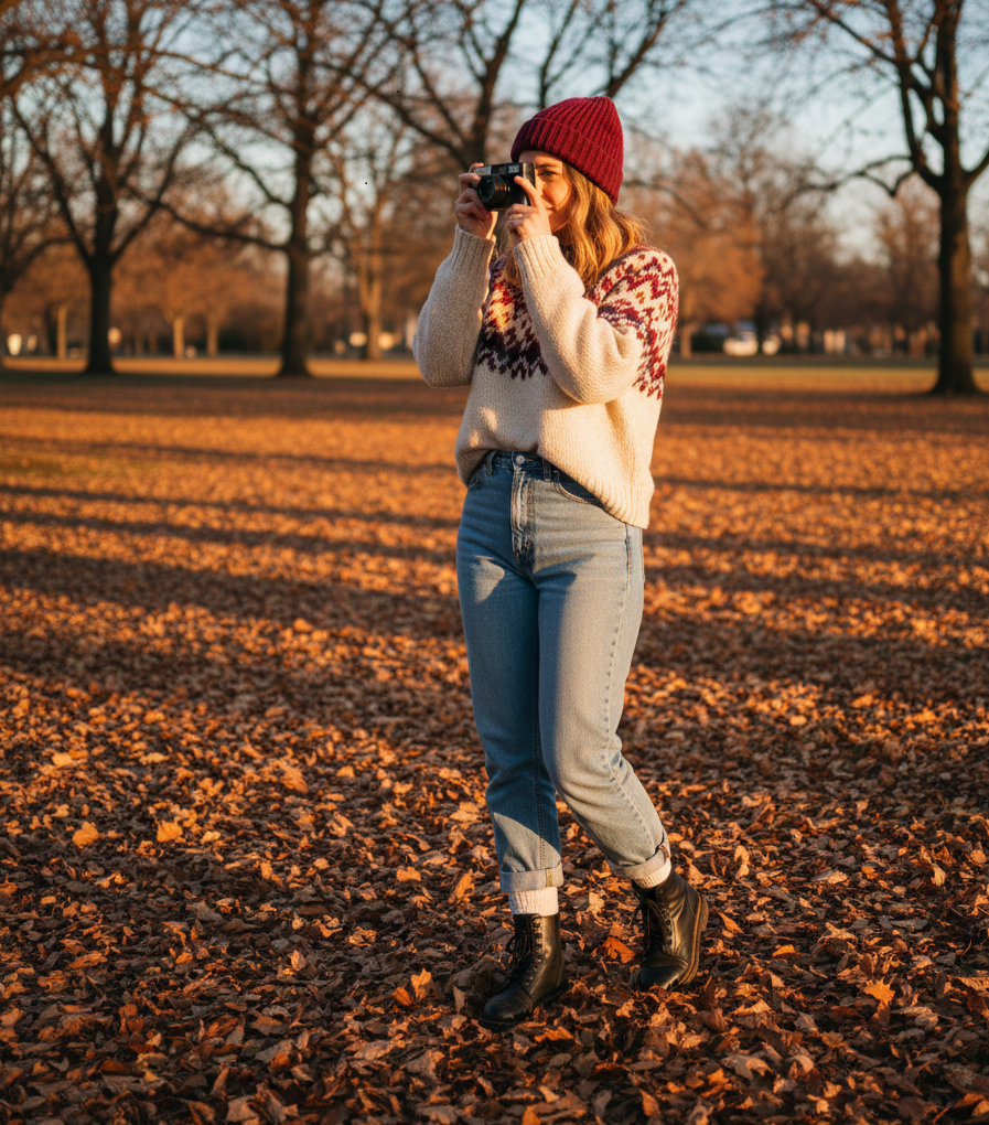 Fair Isle Sweater & Mom Jeans