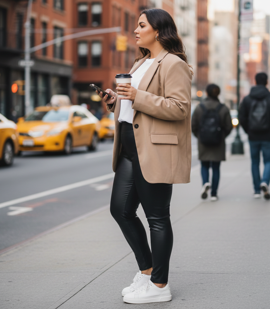 Faux Leather Leggings & An Oversized Blazer