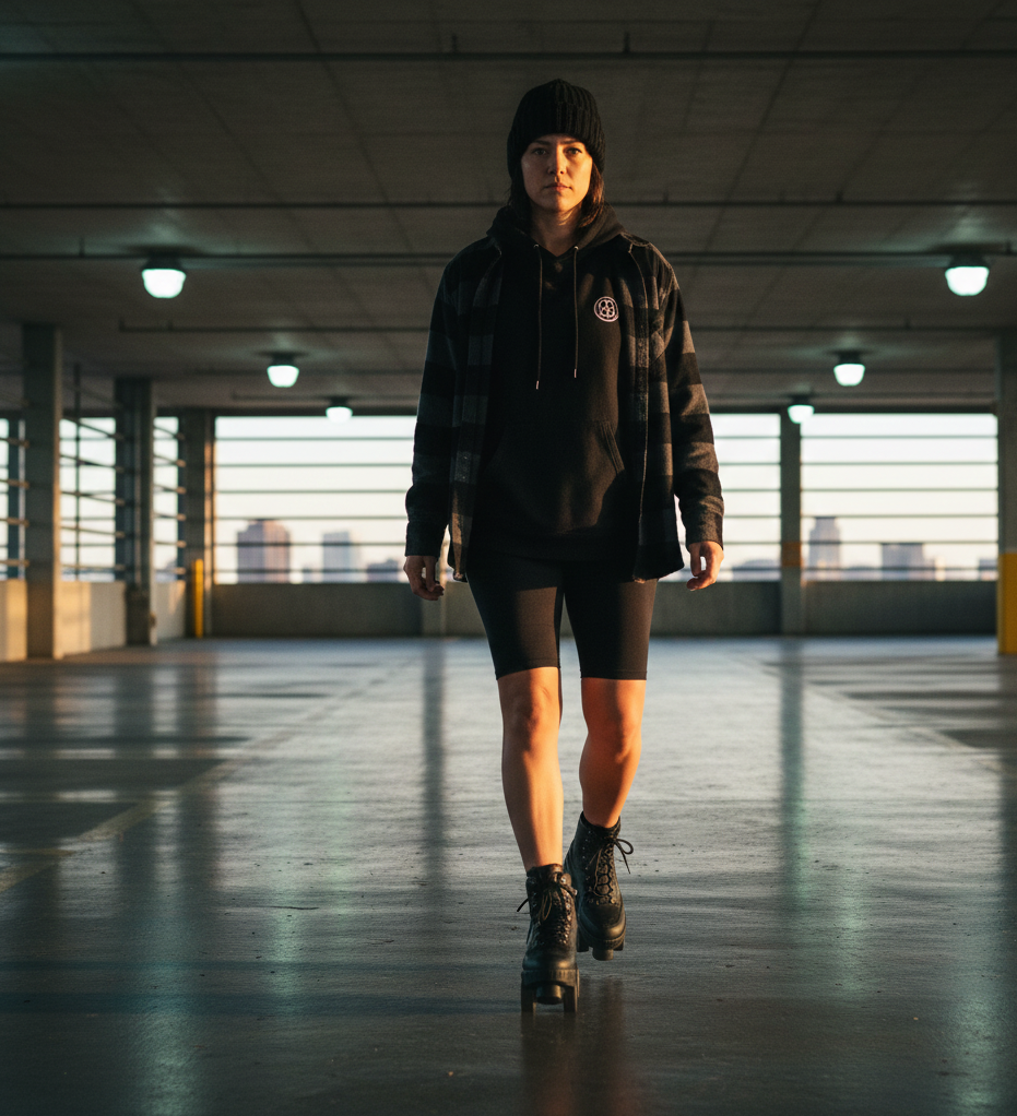  Graphic Hoodie & Plaid Layering