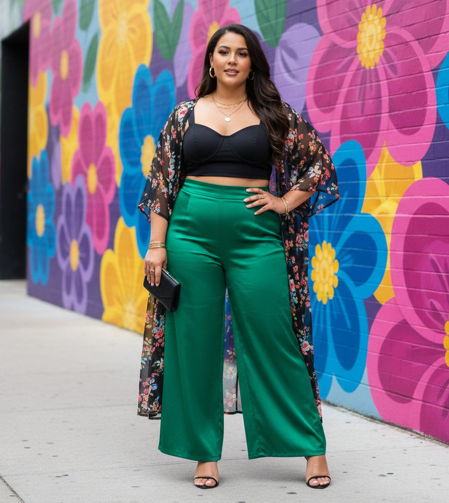 High-Waisted Palazzo Pants & a Bustier Top