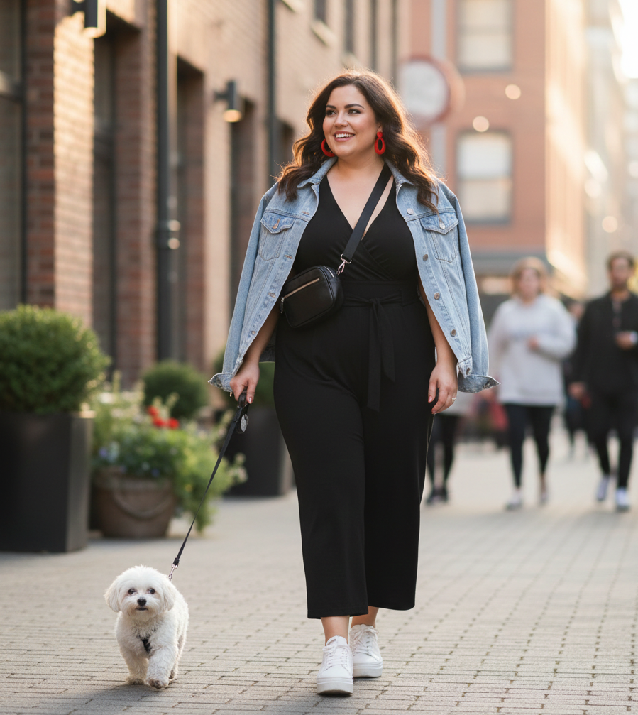 Jumpsuit with a Denim Jacket