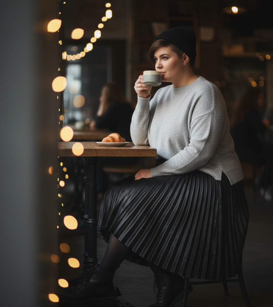 Leather Skirt & a Slouchy Sweater