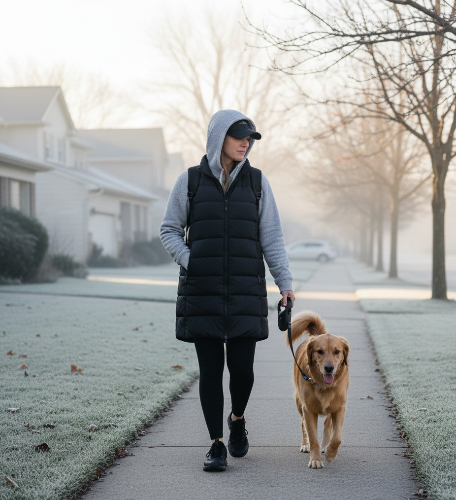 Puffer Vest + Hoodie + Leggings