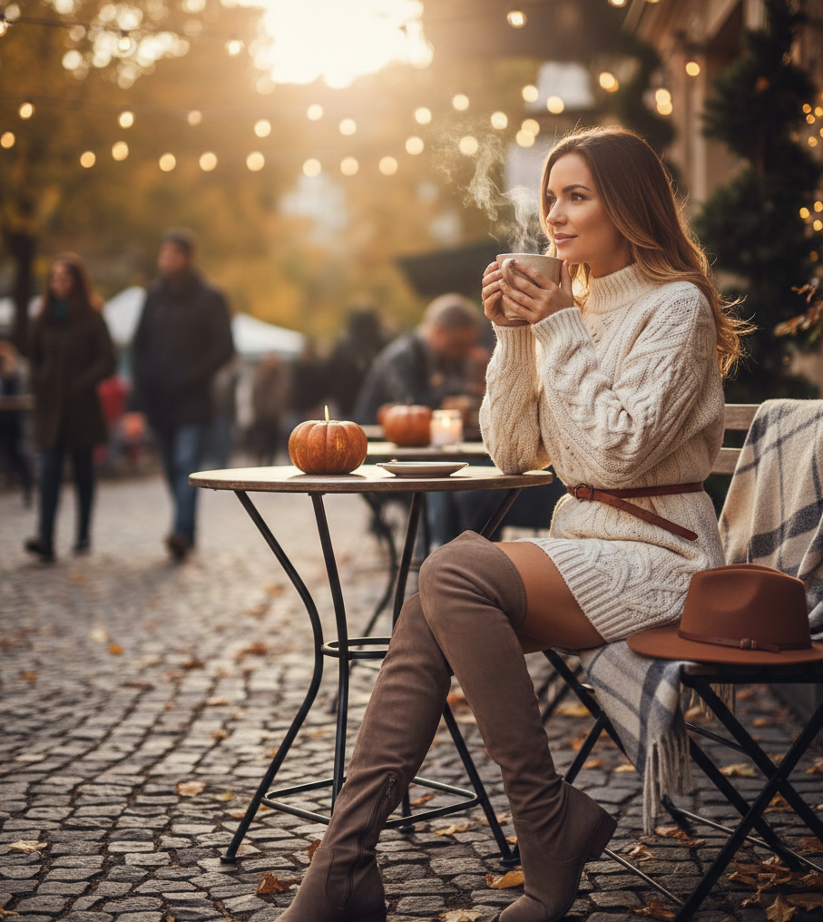  Sweater Dress & Over the Knee Boots