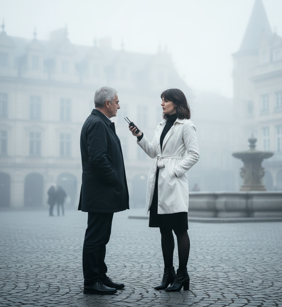 The Black Dress & White Belted Trench