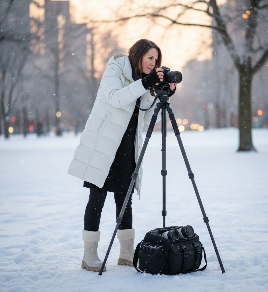  The Black Dress & White Puffer Jacket