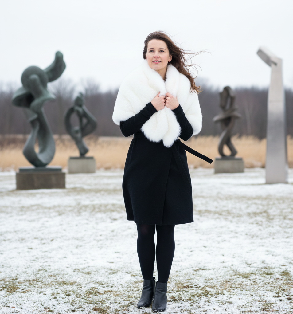 The Black Dress & White Scarf (The Pop of White)