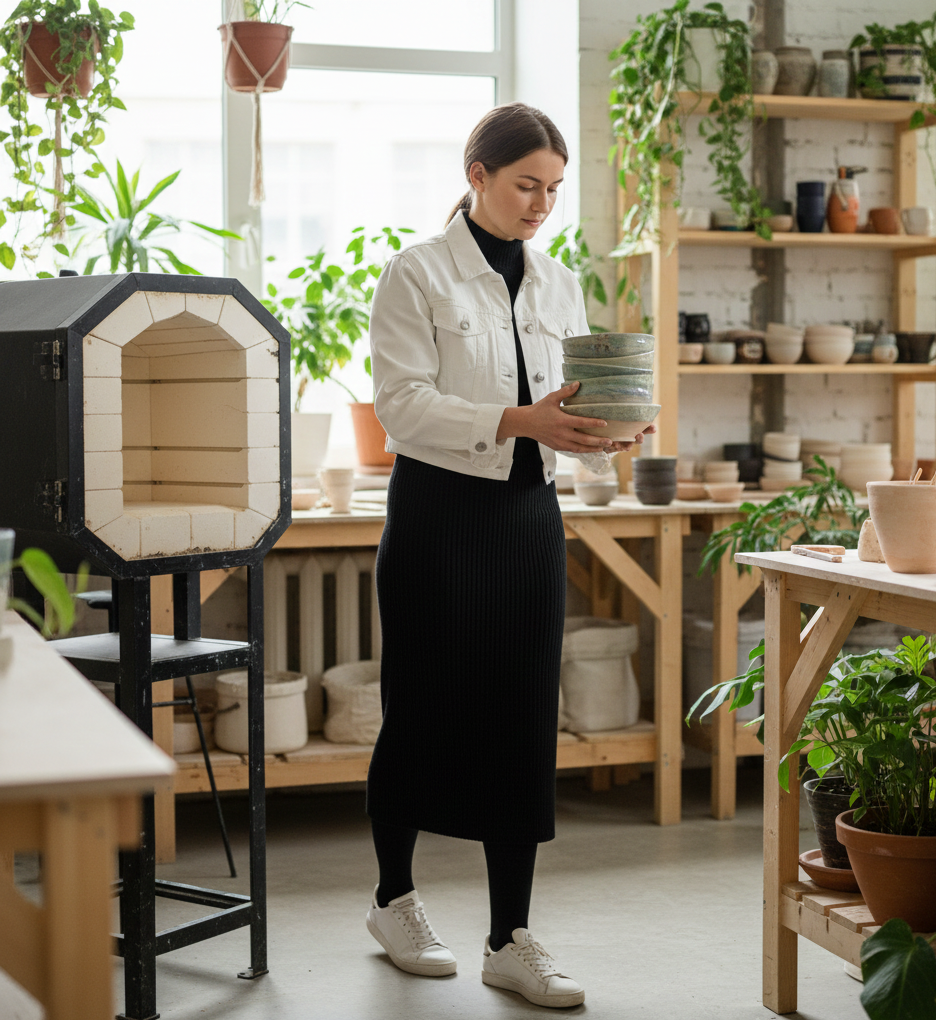 The Black Sweater Dress & White Denim Jacket