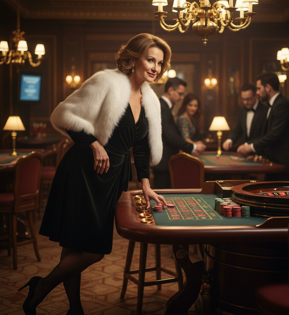 The Black Velvet Dress & White Faux Fur