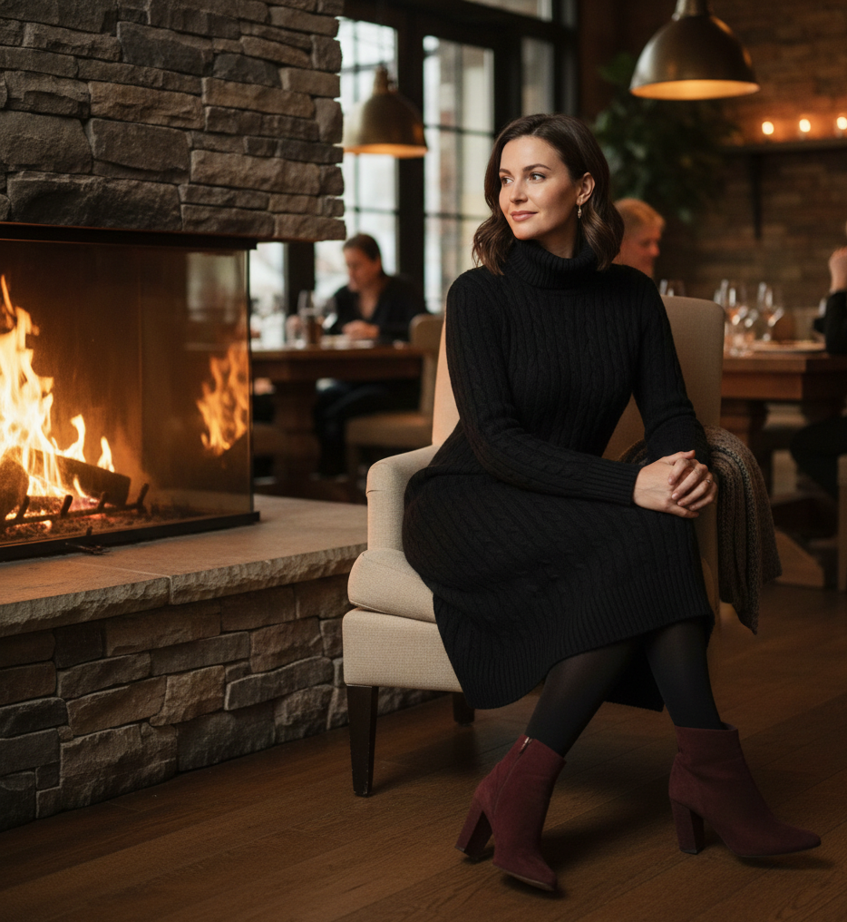 The Cable Knit Dress & Burgundy Heels