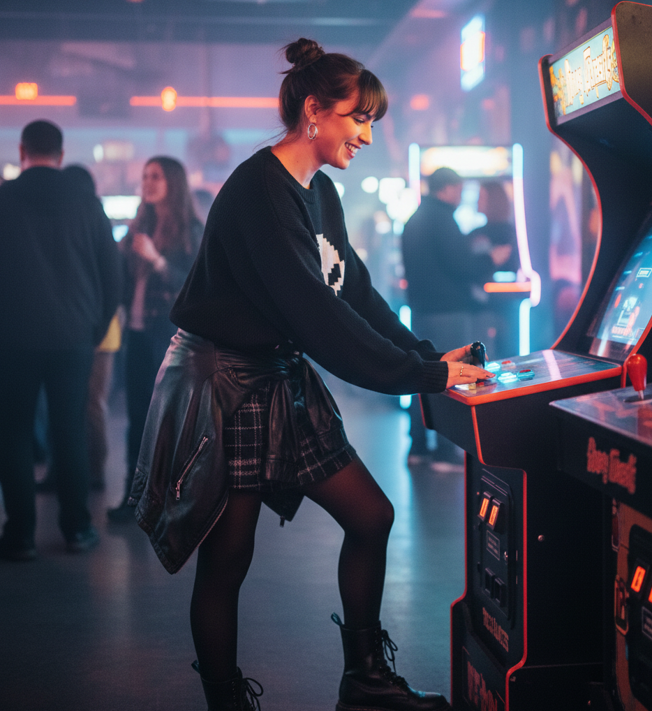The Graphic Sweater & Plaid Skirt