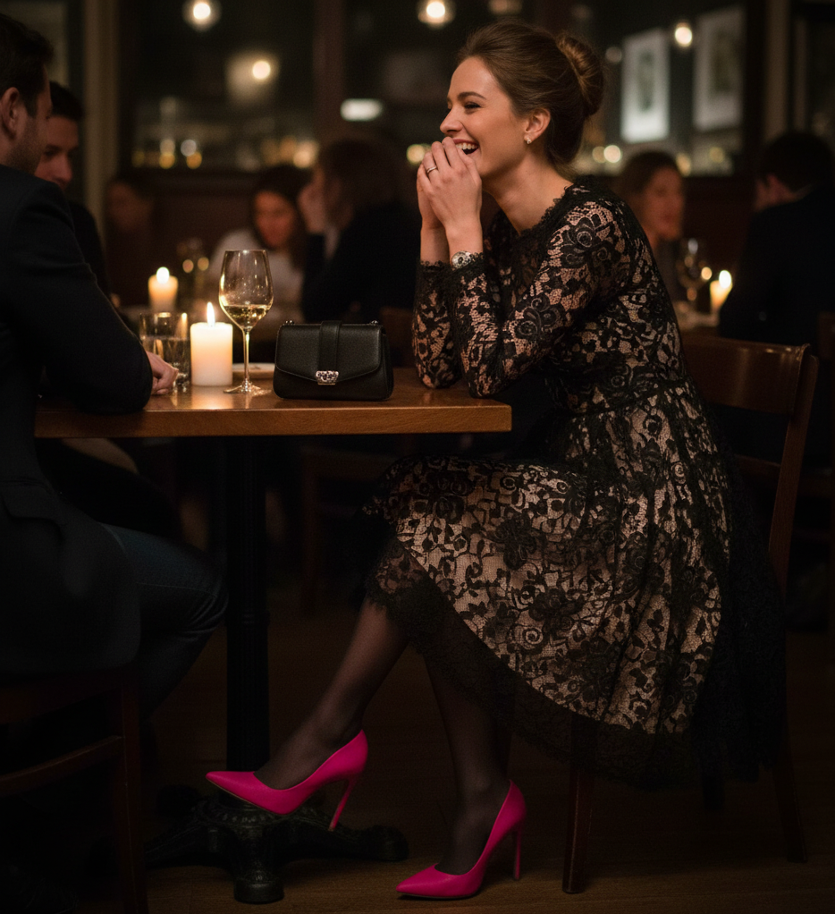 The Lace Dress & Hot Pink Heels