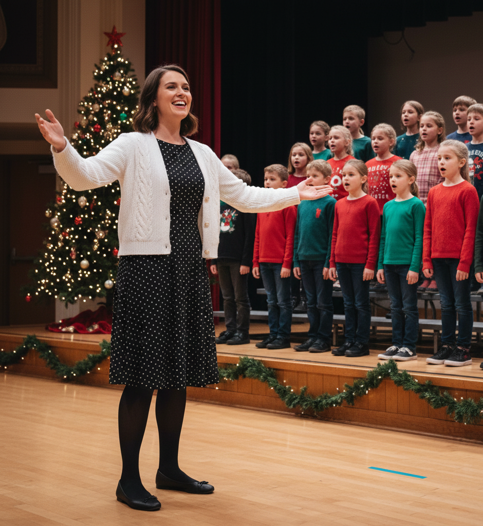 The Polka Dot Dress & White Coat