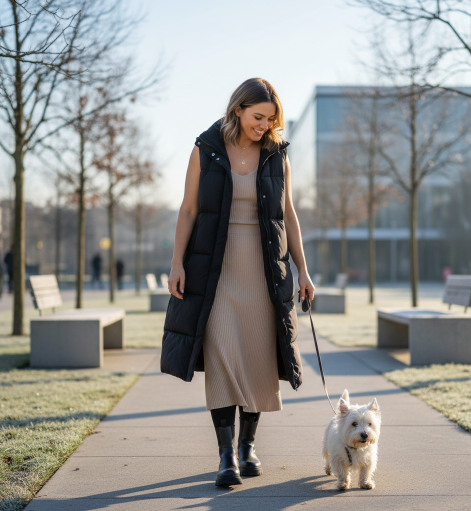 The Puffer Vest & Ribbed Set