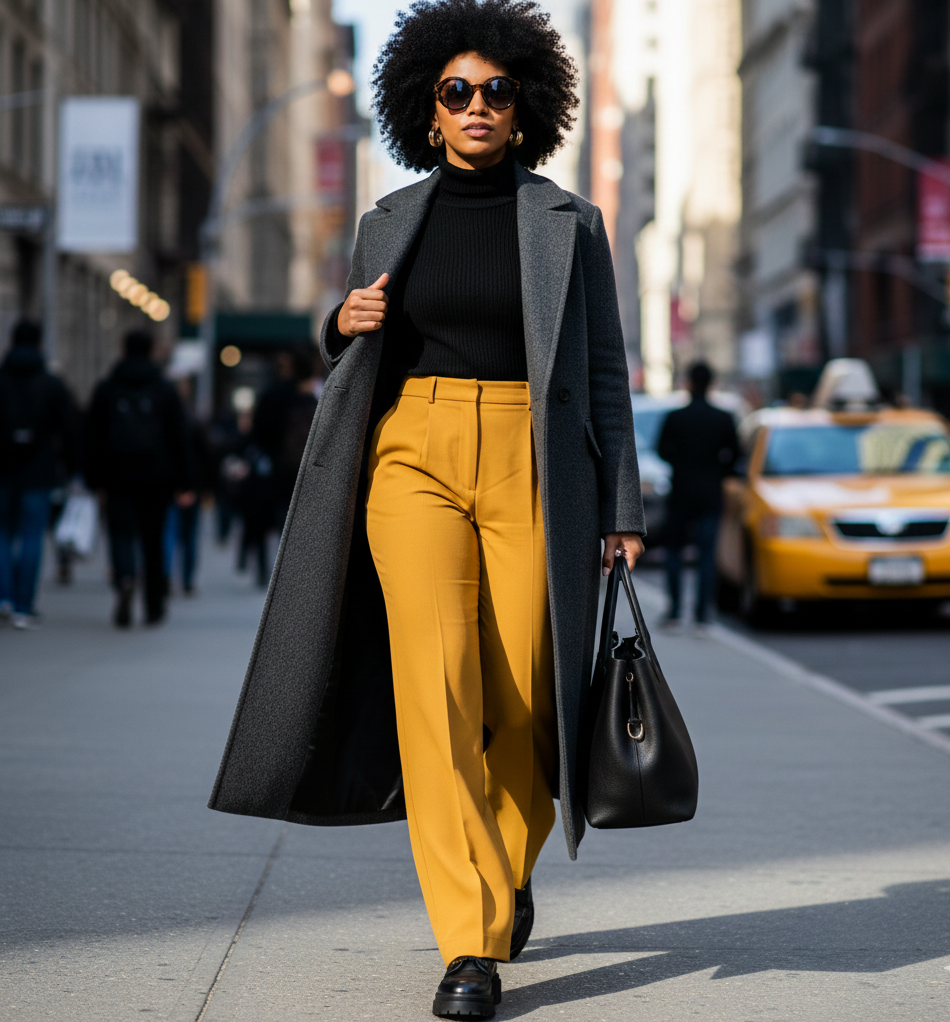  The Roll-Neck Sweater & Wide-Leg Trousers