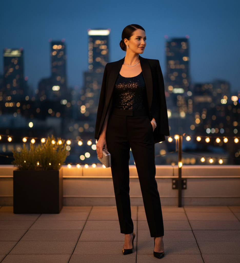 The Sequin Tank & Tuxedo Trousers