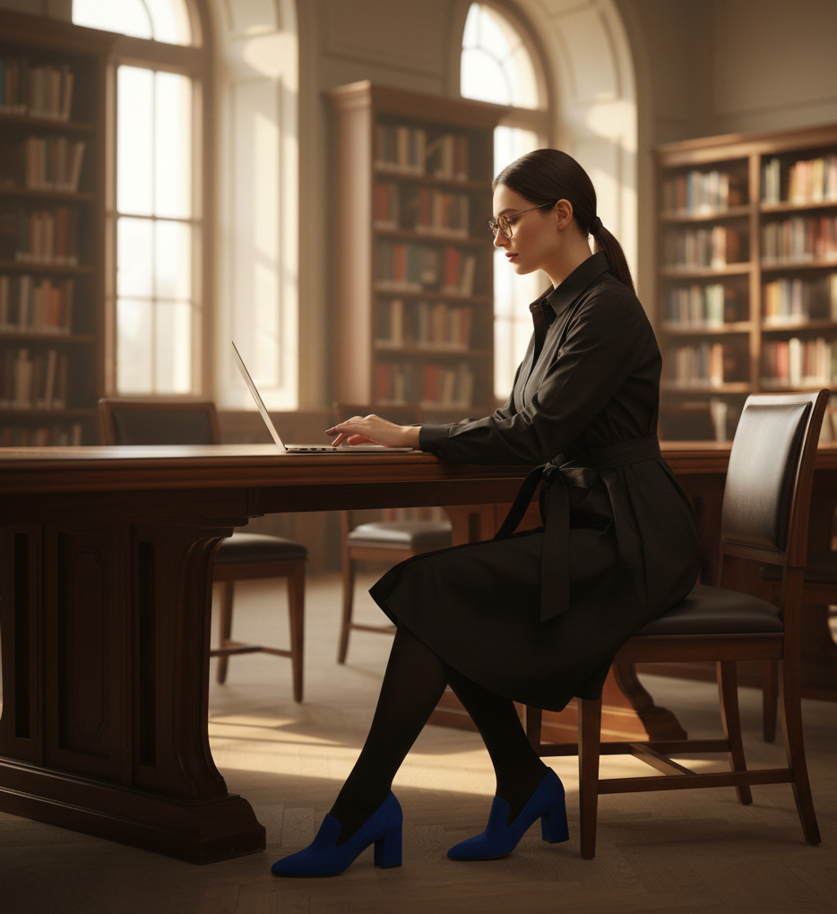 The Shirt Dress & Cobalt Blue Heels