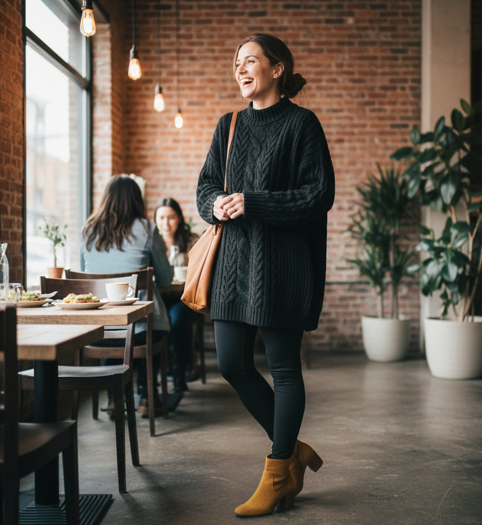  The Sweater Dress & Mustard Yellow Heels
