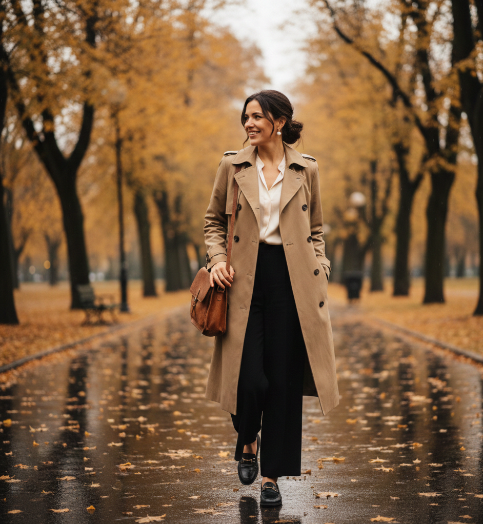 The Trench Coat & Wide-Leg Trousers