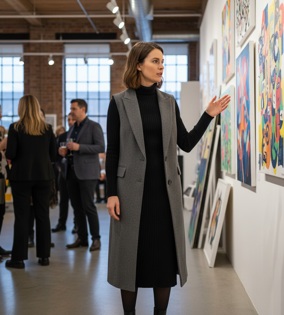 The Turtleneck Dress & Blazer Vest