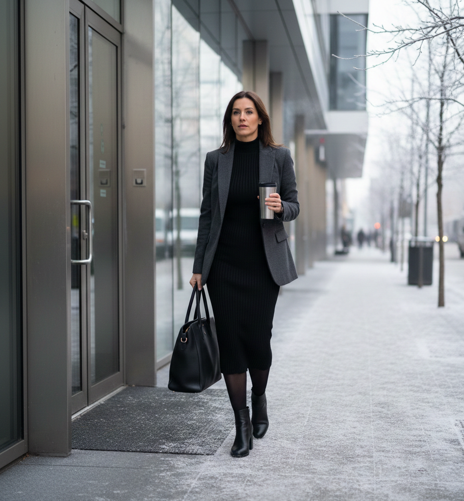 The Turtleneck Dress & Wool Blazer