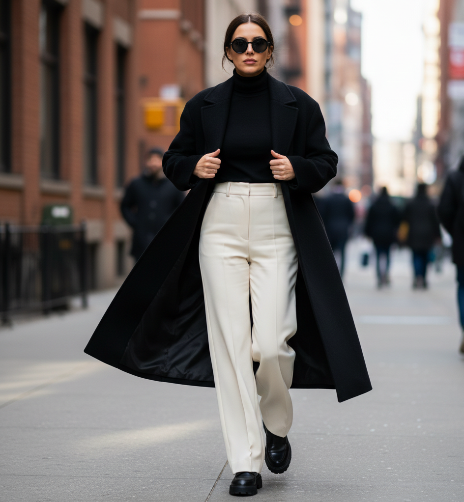The Turtleneck & Wide-Leg Trouser Combo