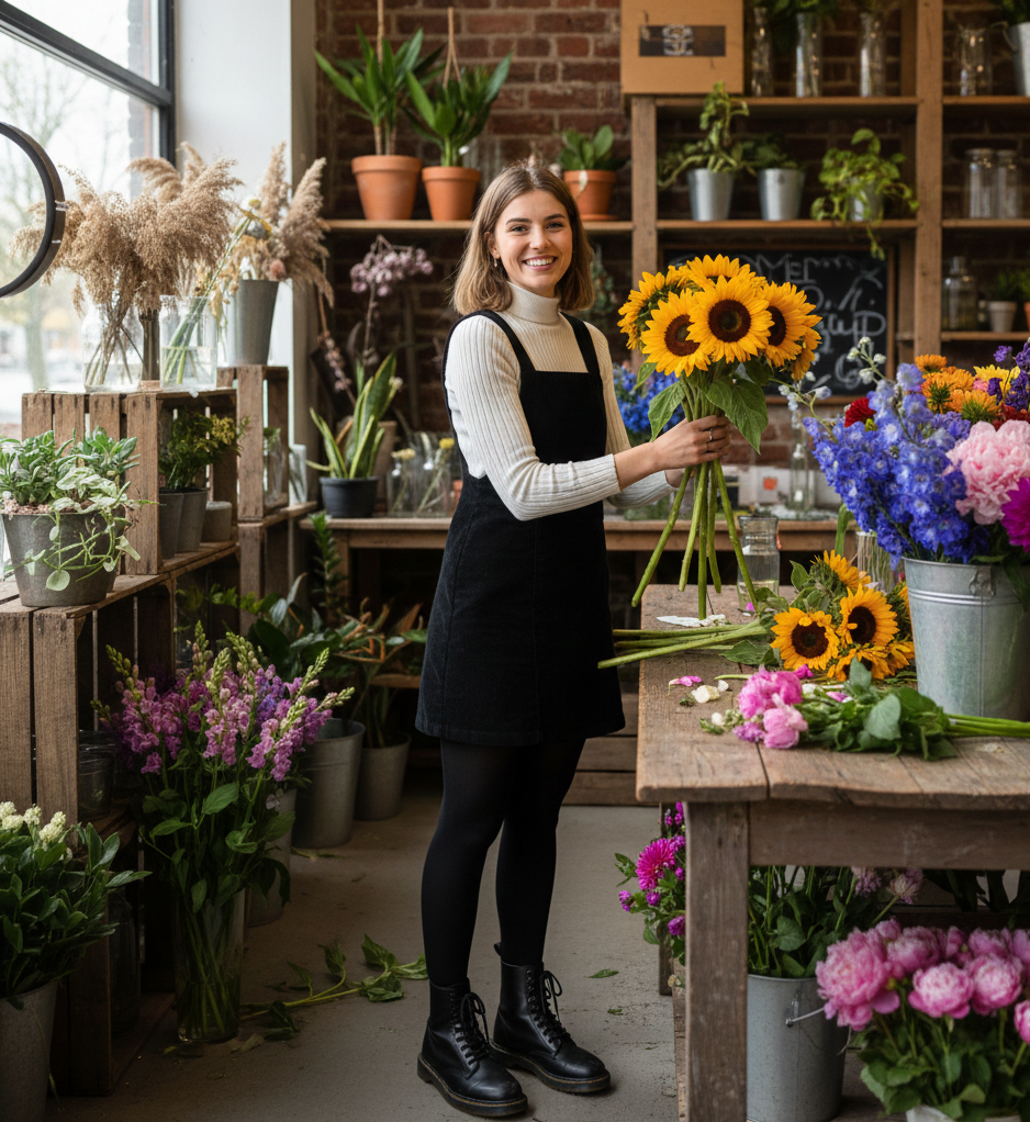 The White Turtleneck & Black Pinafore