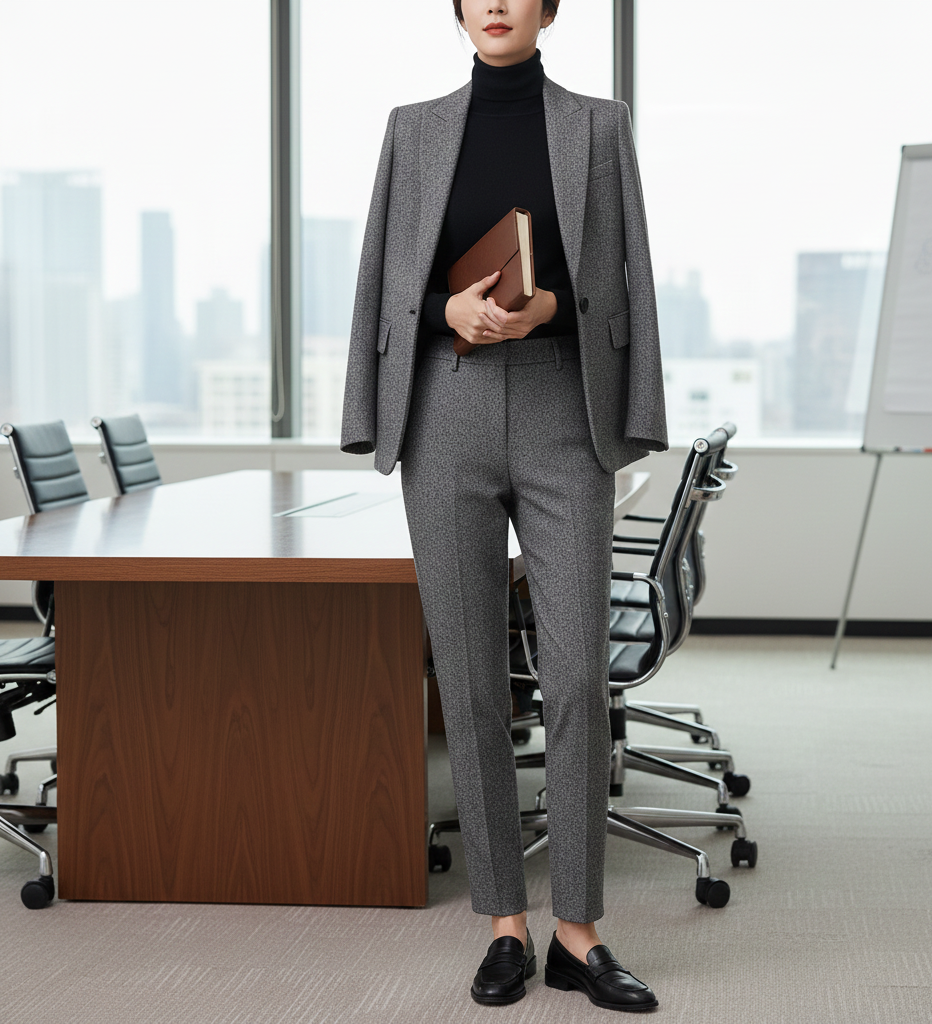 The Wool Turtleneck + Tweed Blazer + Trousers