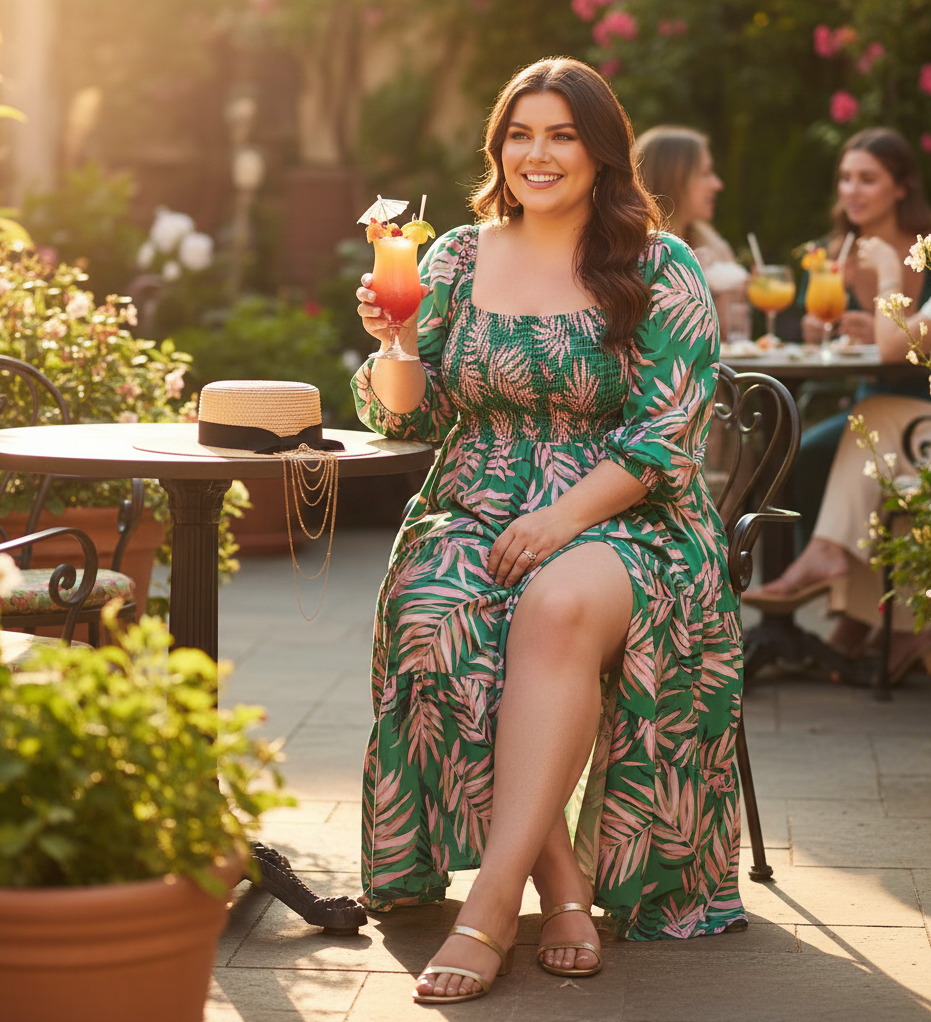 Tropical Print Maxi Dress