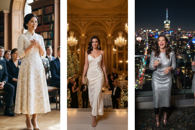 Winter White & Gold Dress Outfits 17 Occasion Ideas