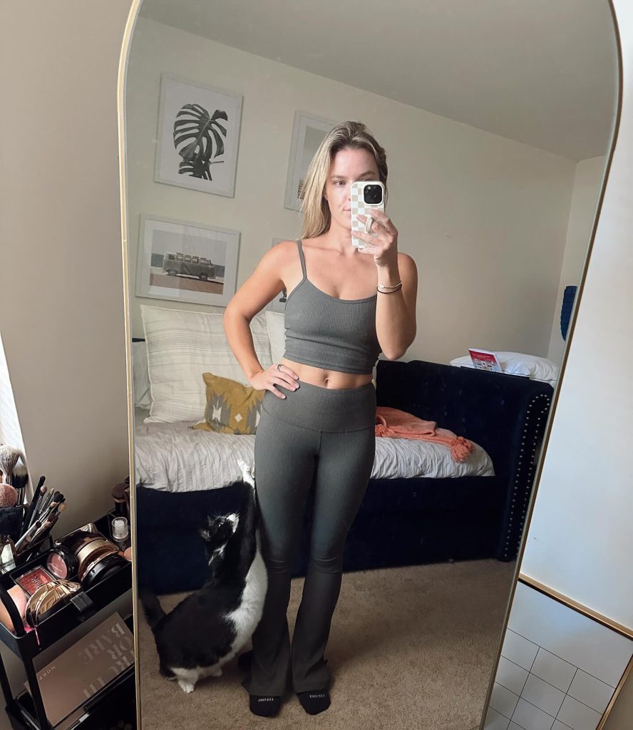 The Ribbed Crop Top + Ribbed Flare Leggings + Minimalist Socks