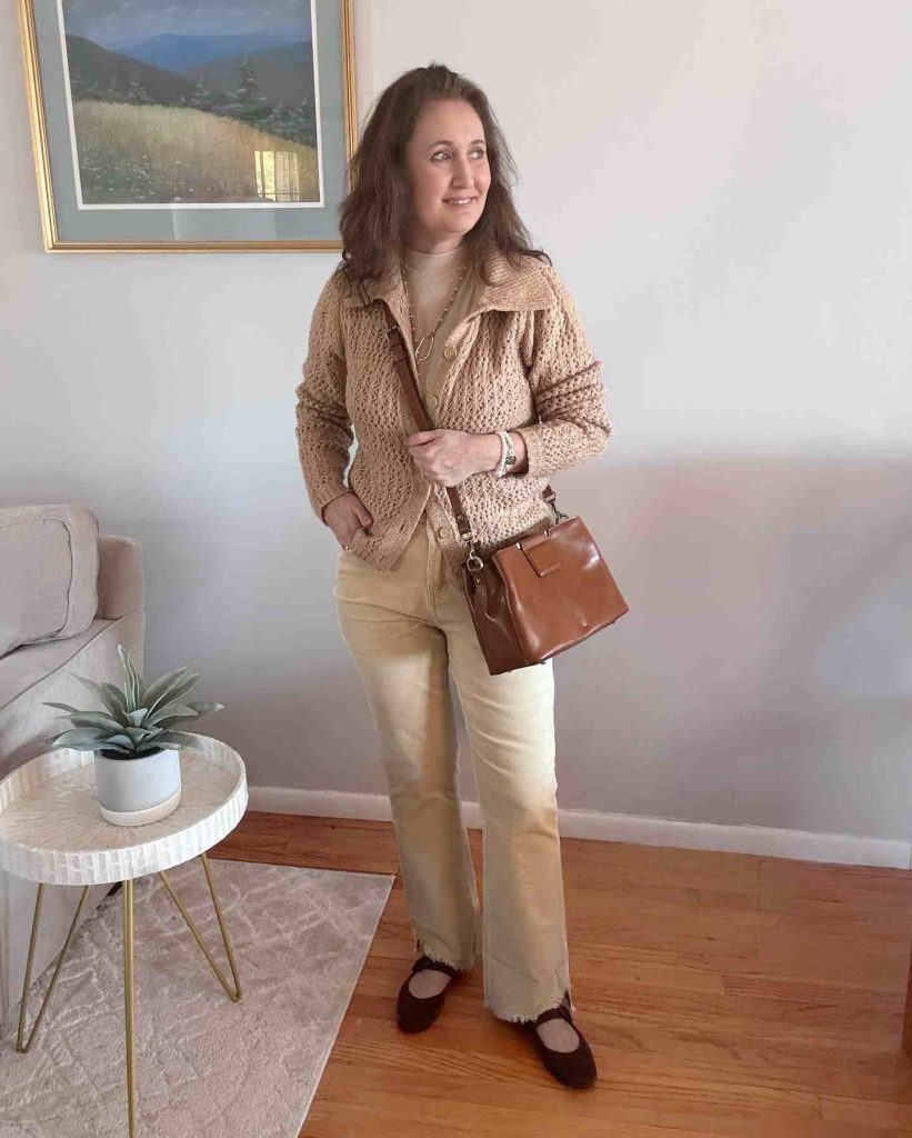  The Textured Cardigan + Monochrome Base + Mary Janes