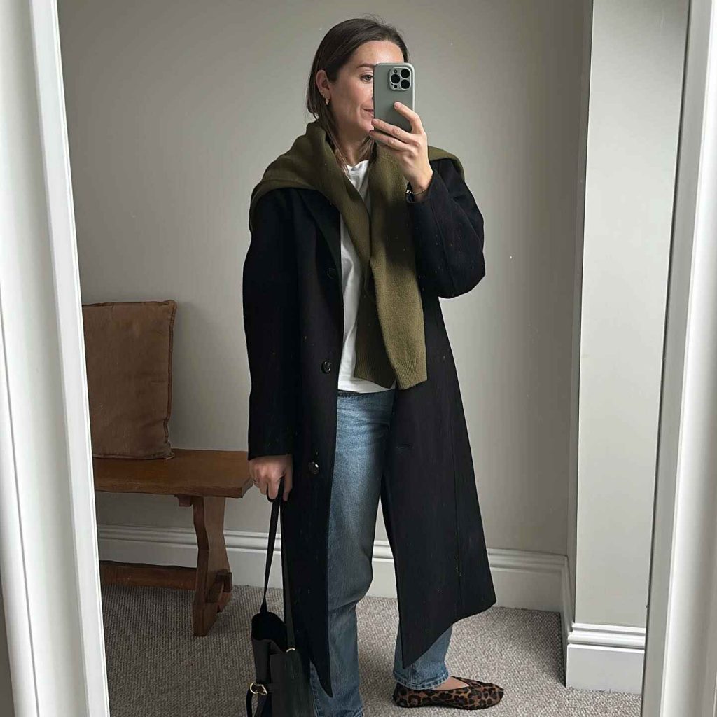 The Button-Down Linen Shirt + High-Waisted Wide-Leg Trousers + Pointed-Toe Flats