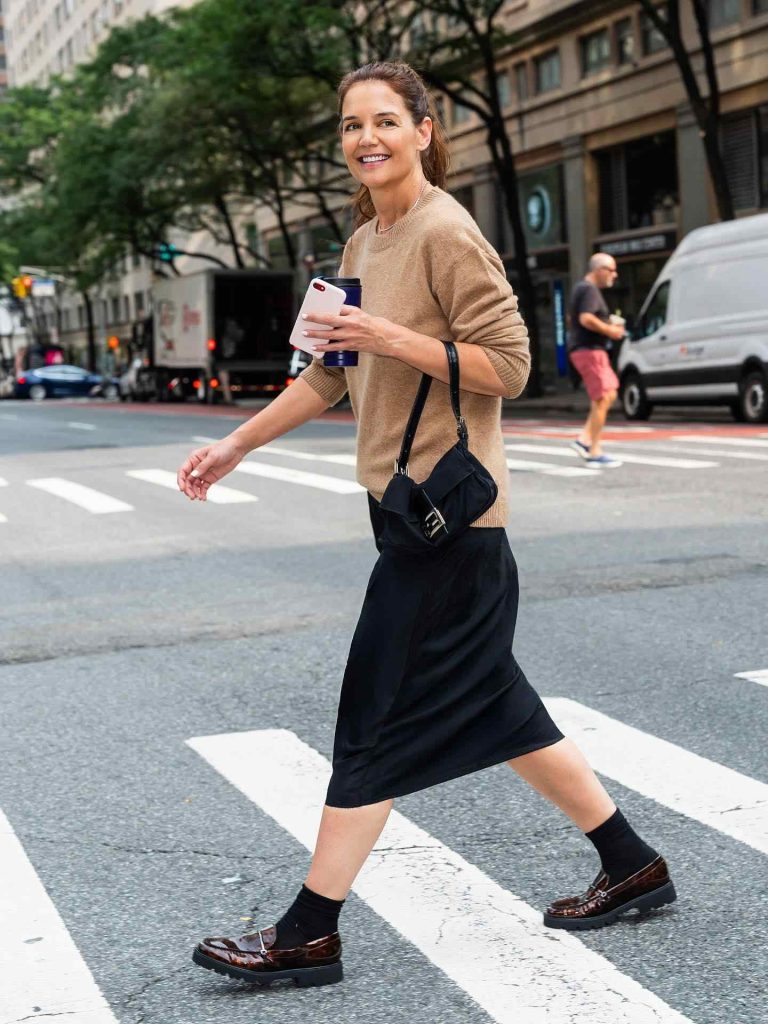 The Crewneck Knit + Satin Slip + Chunky Loafers