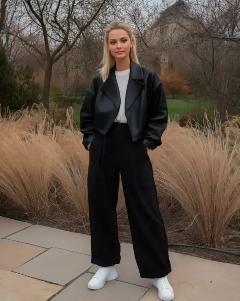  The Vertical Striped Shirt + Slim-Fit Trousers + Chunky Loafers