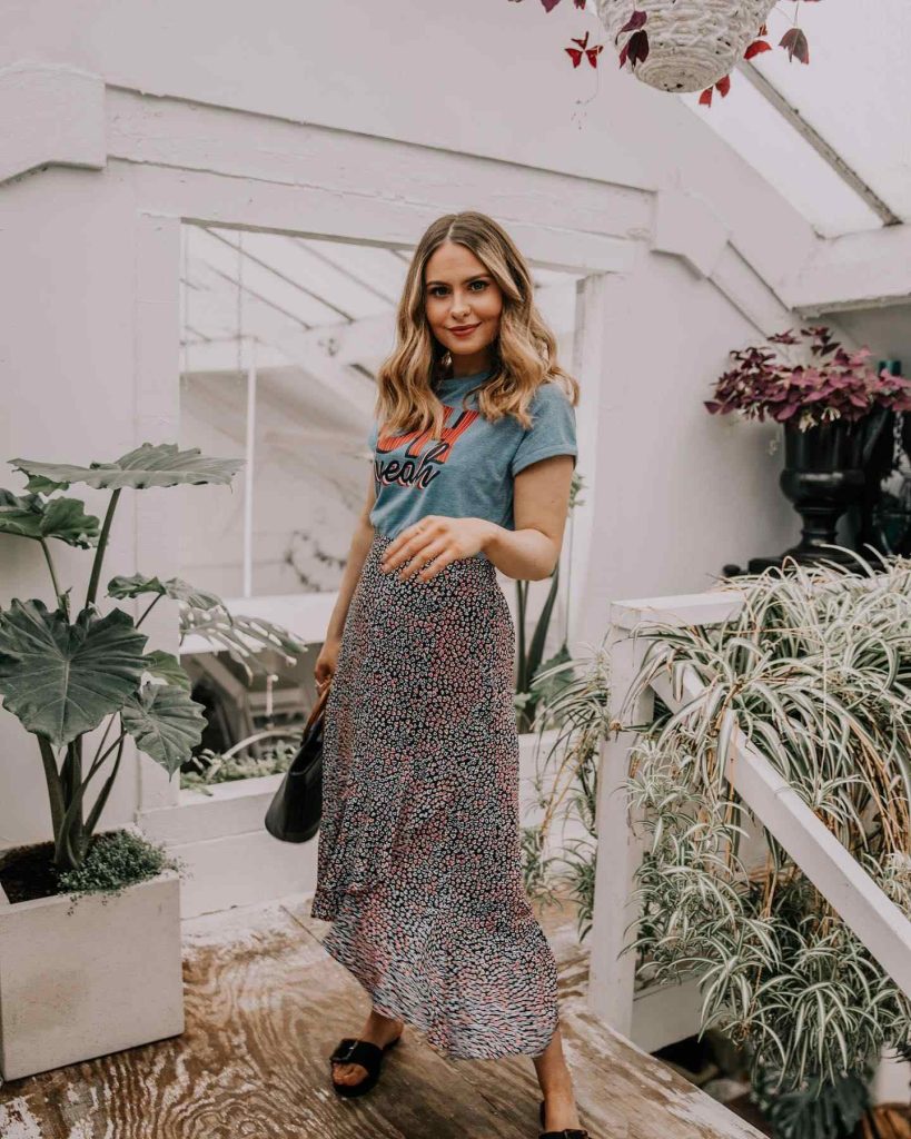 The Graphic Tee + Floral Maxi + Slides