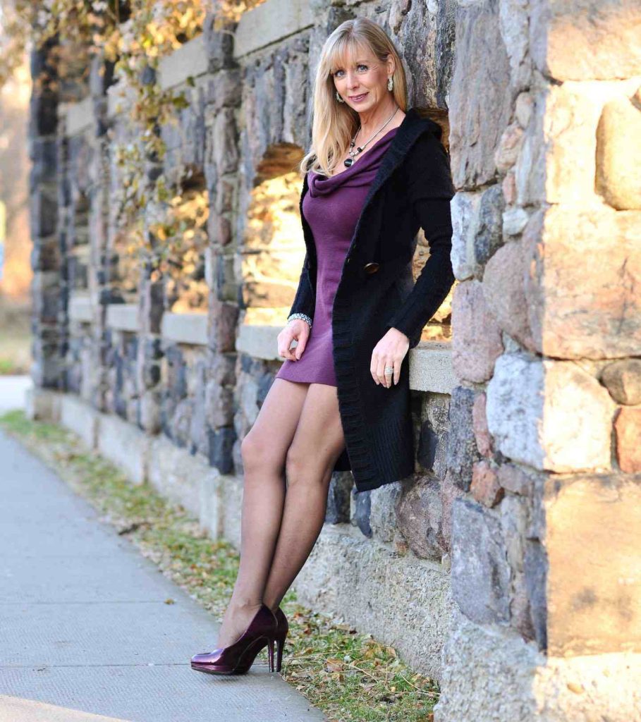 The Cowl-Neck Mini + Longline Cardigan + Platform Pumps