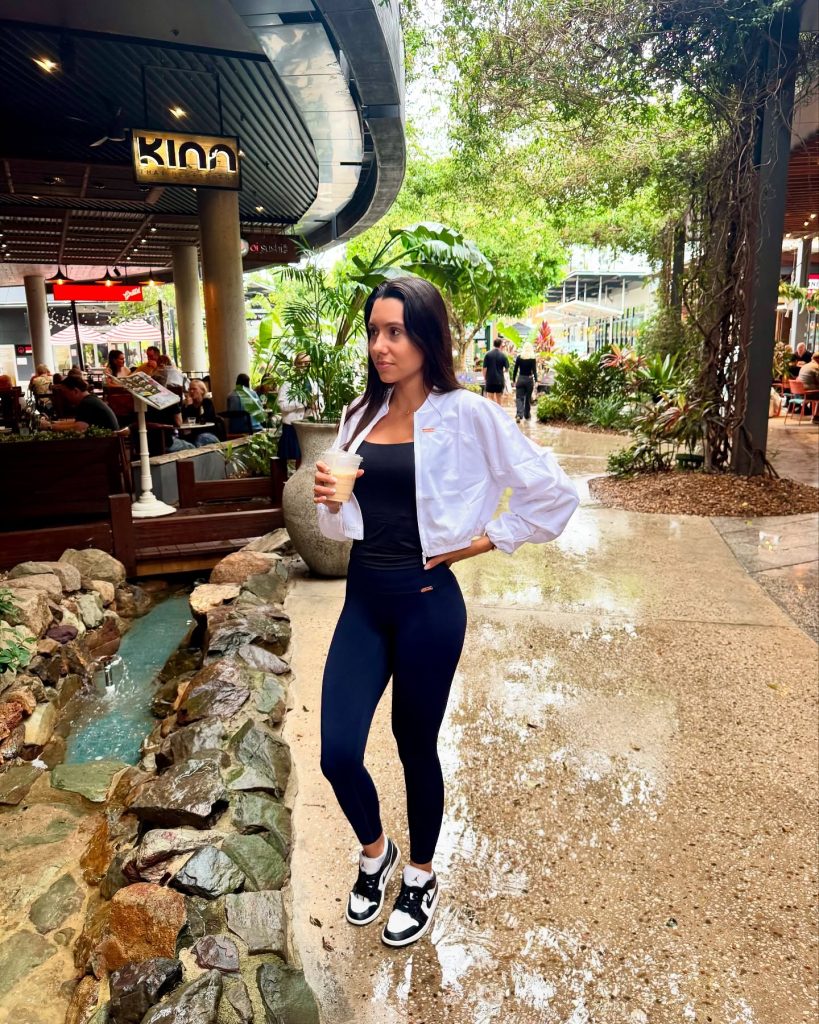 The Cropped Windbreaker + Active Leggings + High-Top Sneakers