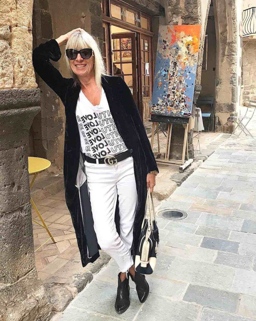 The Graphic Tee + Velvet Duster + Western Boots