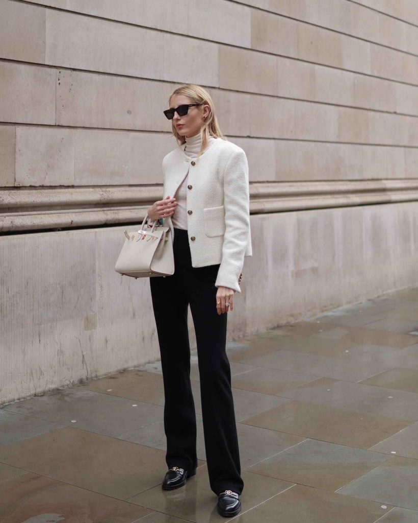 The Fitted Suit + V-Neck Camisole + Pointed-Toe Stilettoes