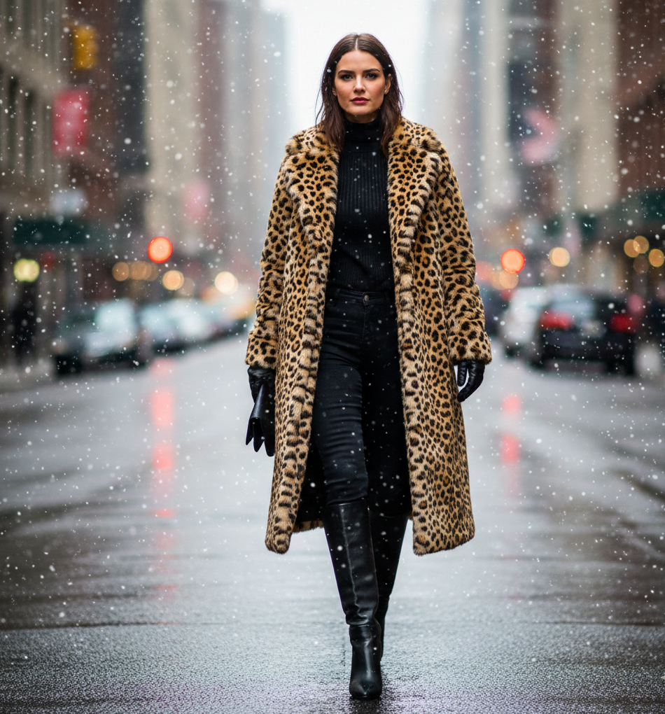 Animal Print Coat + All-Black Everything