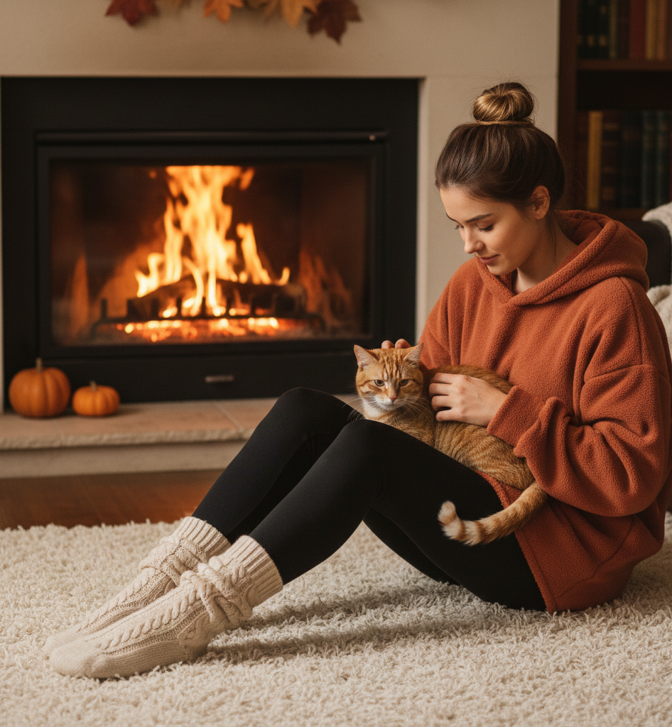  Fleece-Lined Leggings + Oversized Hoodie + Slouchy Socks