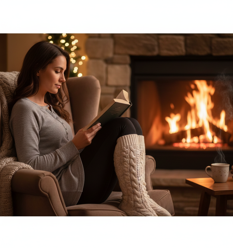 Oversized Henley + Leggings + Fuzzy Socks