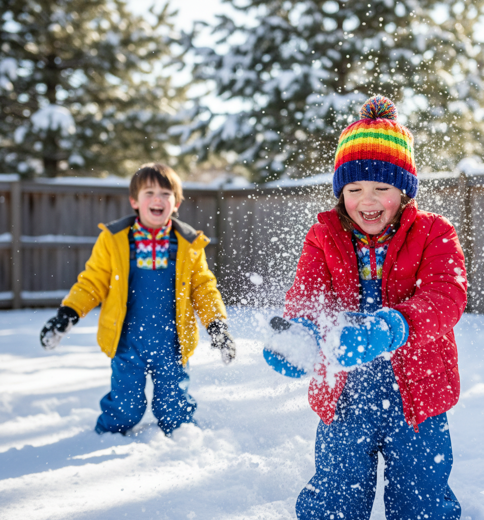 Printed Base Layers + Snow Bib + Puffer Coat
