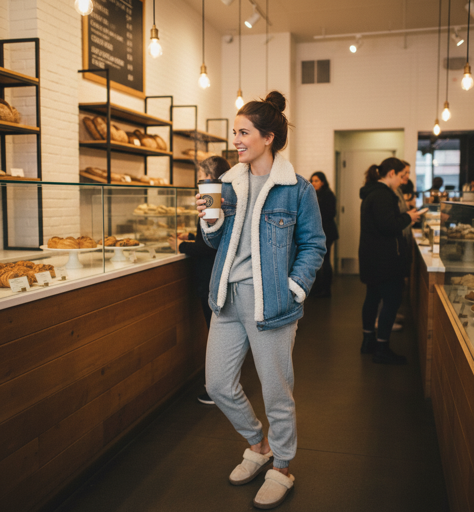 Sherpa-Lined Denim Jacket + Hoodie + Joggers