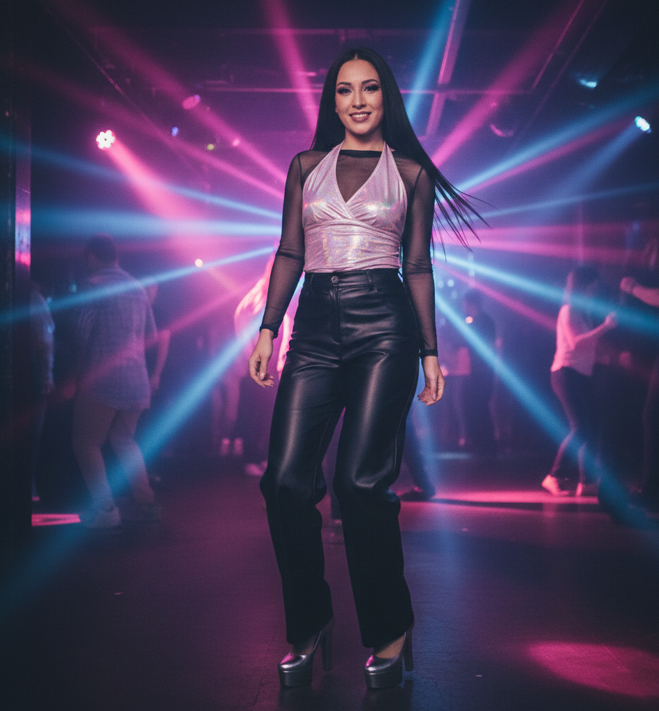 The Iridescent Halter Top & Leather Pants